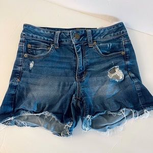 American Eagle Super Stretch Denim Cutoff Blue Jean Shorts Women's Size 4